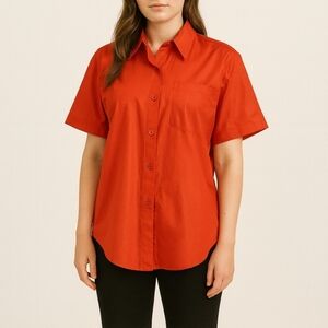 Chaus Orange Tomato Girl Classic Summer Preppy Office Chic Blouse Size 8